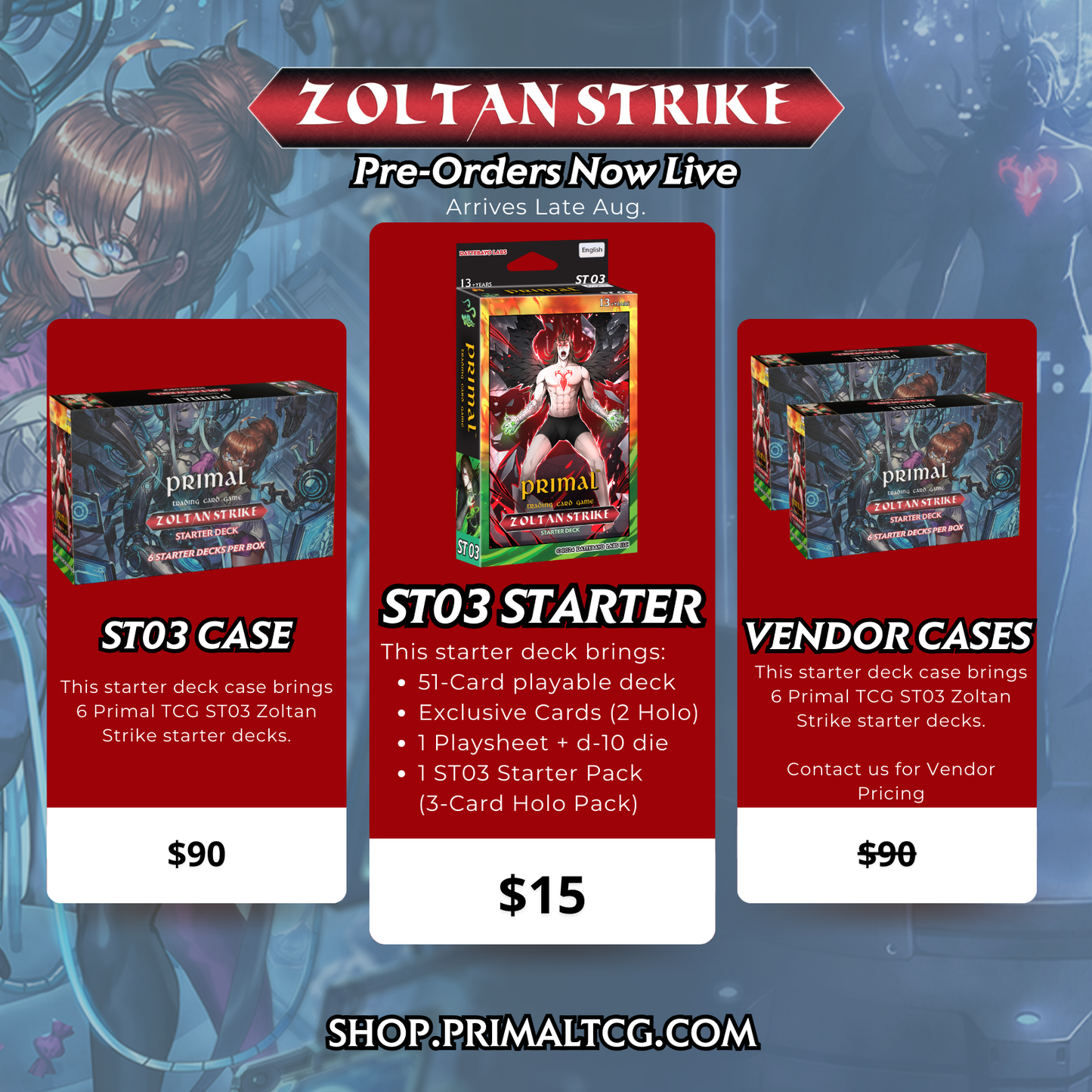 Primal TCG Zoltan Strike Starter Deck ST03 Case of 6 Starters